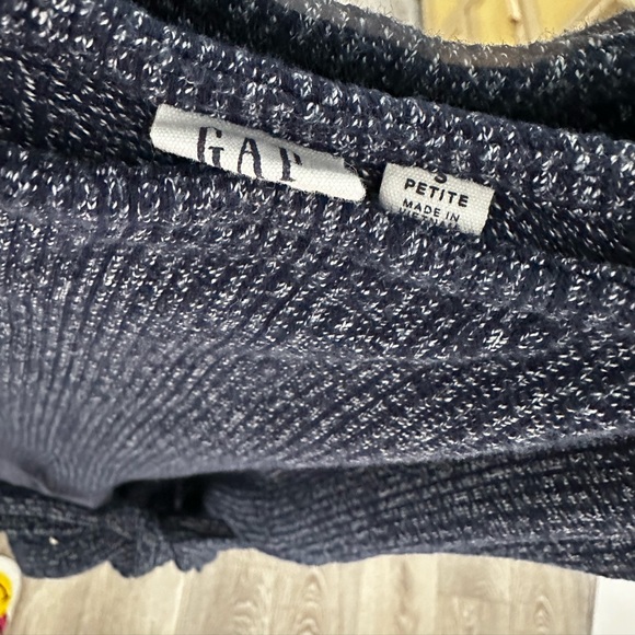 Gap Petite Navy Blue Cotton Sleeveless Cropped Wide Leg Jumpsuit - Picture 3 of 3